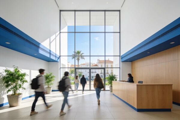 Hall d’accueil lumineux d’une école supérieure