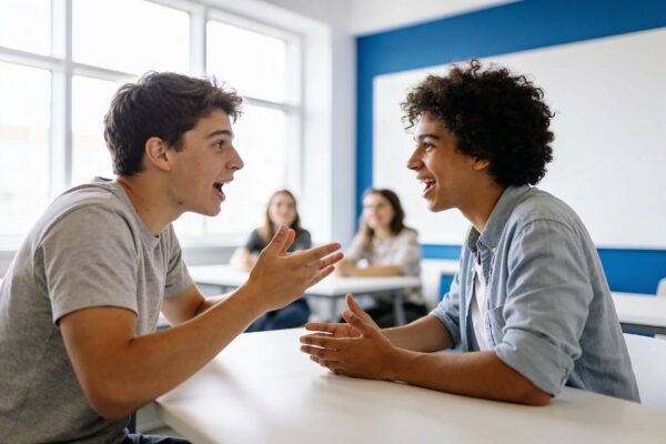 Étudiants en BTS NDRC lors d’un jeu de rôle de négociation